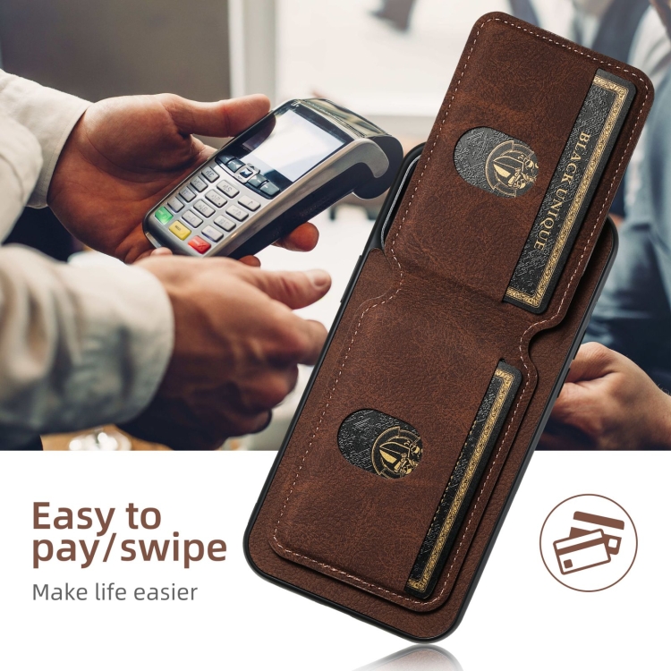 For iPhone 16 Pro Suteni H02 Litchi Leather Card Wallet Stand Back Phone Case(Brown) For iPhone 16 Pro Suteni H02 Litchi Leather Card Wallet Stand Back Phone Case(Brown)