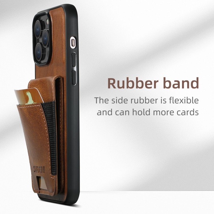For iPhone 16 Pro Suteni H03 Oil Wax Leather Wallet Stand Back Phone Case(Brown) For iPhone 16 Pro Suteni H03 Oil Wax Leather Wallet Stand Back Phone Case(Brown)