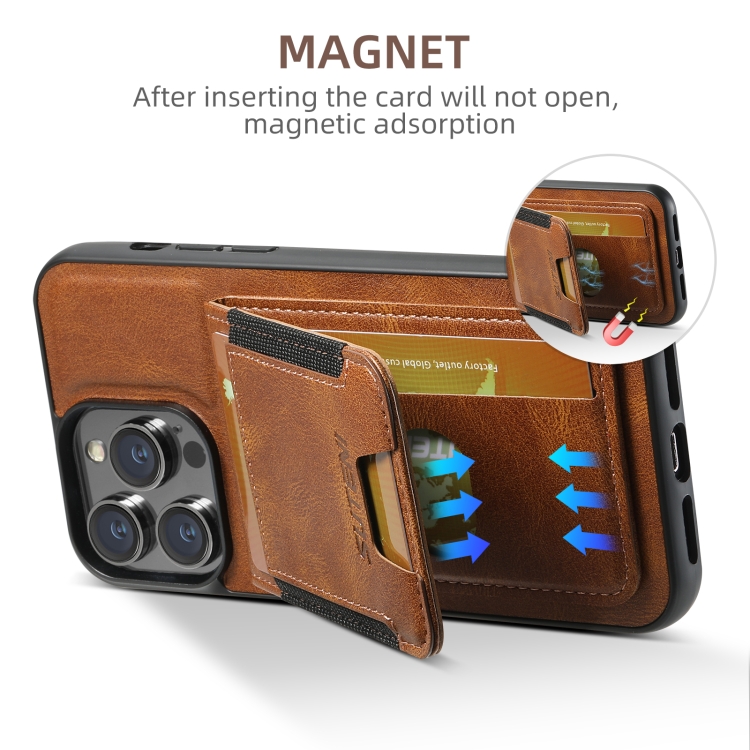 For iPhone 16 Pro Suteni H03 Oil Wax Leather Wallet Stand Back Phone Case(Brown) For iPhone 16 Pro Suteni H03 Oil Wax Leather Wallet Stand Back Phone Case(Brown)