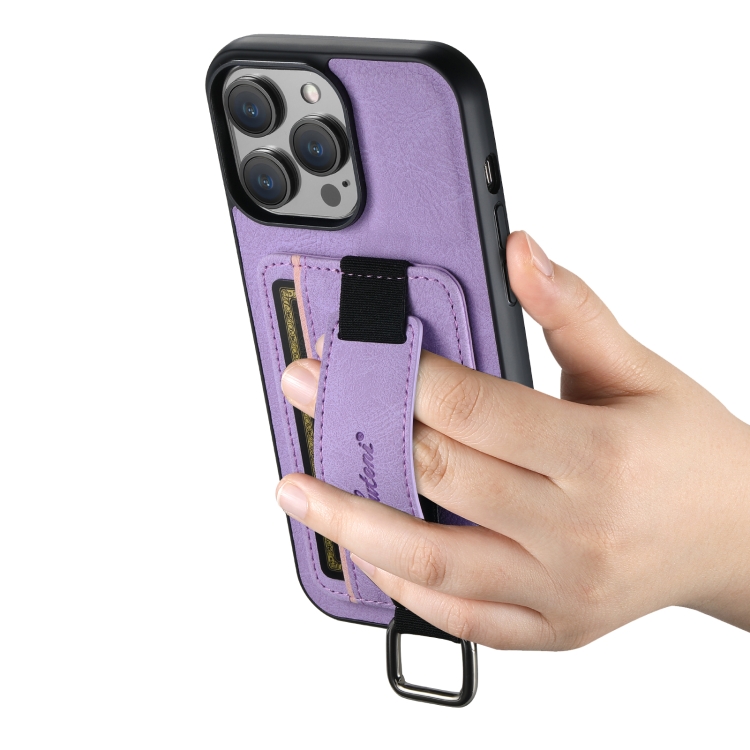 For iPhone 11 Pro Max Suteni H13 Litchi Leather Wrist Strap Wallet Back Phone Case(Purple) For iPhone 11 Pro Max Suteni H13 Litchi Leather Wrist Strap Wallet Back Phone Case(Purple)