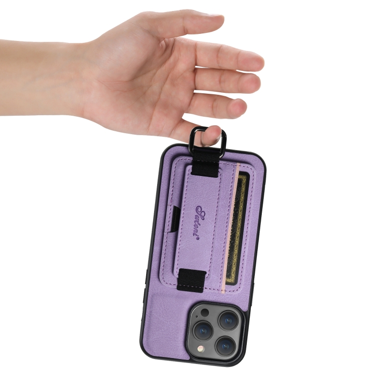 For iPhone 11 Pro Max Suteni H13 Litchi Leather Wrist Strap Wallet Back Phone Case(Purple) For iPhone 11 Pro Max Suteni H13 Litchi Leather Wrist Strap Wallet Back Phone Case(Purple)