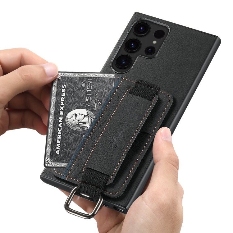 For Samsung Galaxy S24 Ultra 5G Suteni H13 Litchi Leather Wrist Strap Wallet Back Phone Case(Black) For Samsung Galaxy S24 Ultra 5G Suteni H13 Litchi Leather Wrist Strap Wallet Back Phone Case(Black)