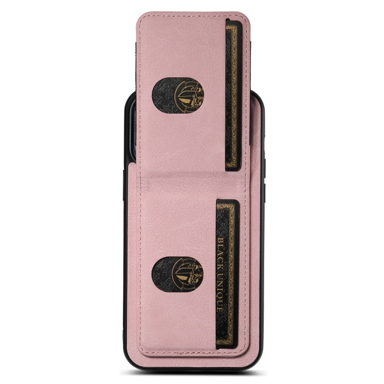 For iPhone 14 Pro Suteni H03 Litchi Leather Card Bag Stand Back Phone Case(Pink) For iPhone 14 Pro Suteni H03 Litchi Leather Card Bag Stand Back Phone Case(Pink)