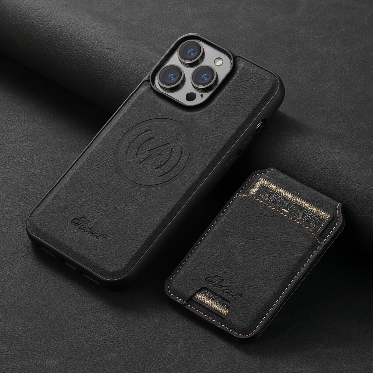 For iPhone 14 Plus Suteni H17 Litchi Texture Leather MagSafe Detachable Wallet Phone Case(Black) For iPhone 14 Plus Suteni H17 Litchi Texture Leather MagSafe Detachable Wallet Phone Case(Black)