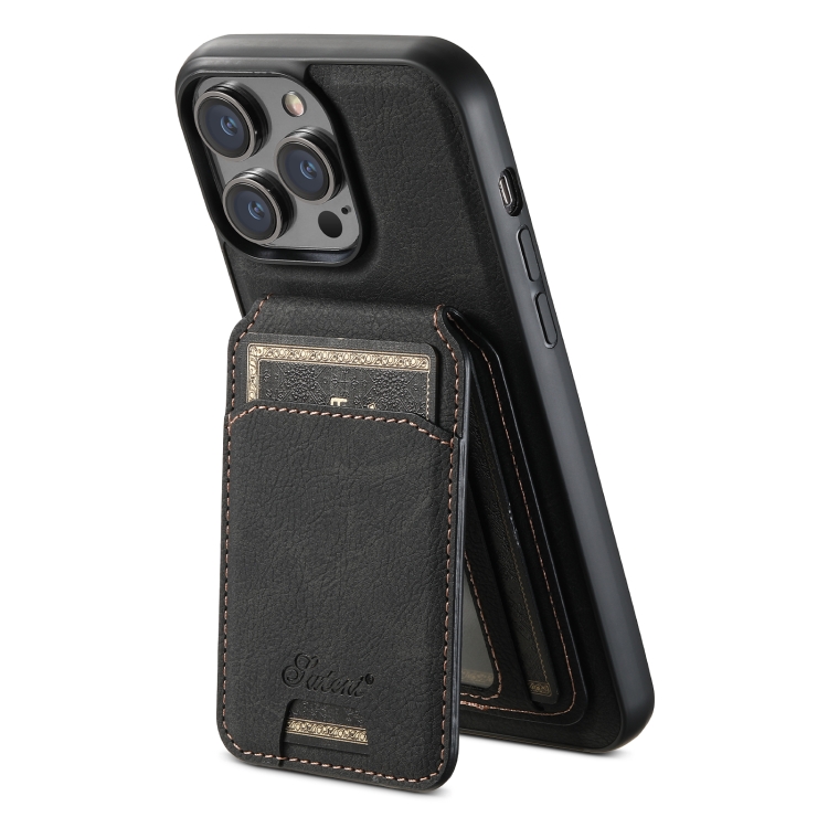For iPhone 14 Plus Suteni H17 Litchi Texture Leather MagSafe Detachable Wallet Phone Case(Black) For iPhone 14 Plus Suteni H17 Litchi Texture Leather MagSafe Detachable Wallet Phone Case(Black)