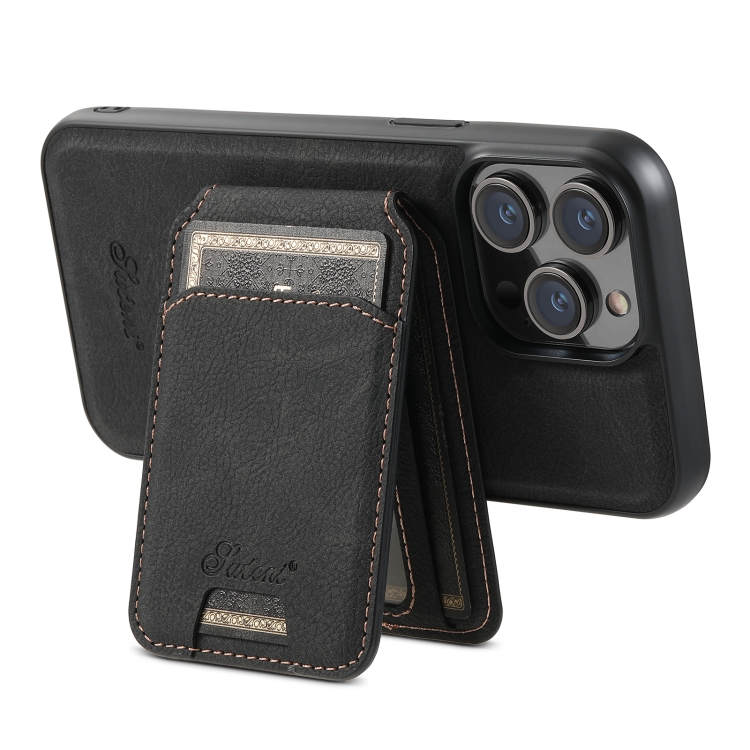 For iPhone 14 Plus Suteni H17 Litchi Texture Leather MagSafe Detachable Wallet Phone Case(Black) For iPhone 14 Plus Suteni H17 Litchi Texture Leather MagSafe Detachable Wallet Phone Case(Black)