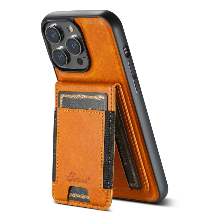 For iPhone 14 Pro Suteni H17 Oil Eax Leather MagSafe Detachable Wallet Phone Case(Khaki) For iPhone 14 Pro Suteni H17 Oil Eax Leather MagSafe Detachable Wallet Phone Case(Khaki)