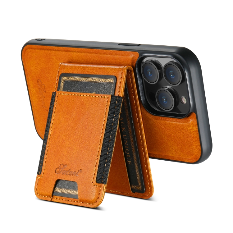 For iPhone 14 Pro Suteni H17 Oil Eax Leather MagSafe Detachable Wallet Phone Case(Khaki) For iPhone 14 Pro Suteni H17 Oil Eax Leather MagSafe Detachable Wallet Phone Case(Khaki)