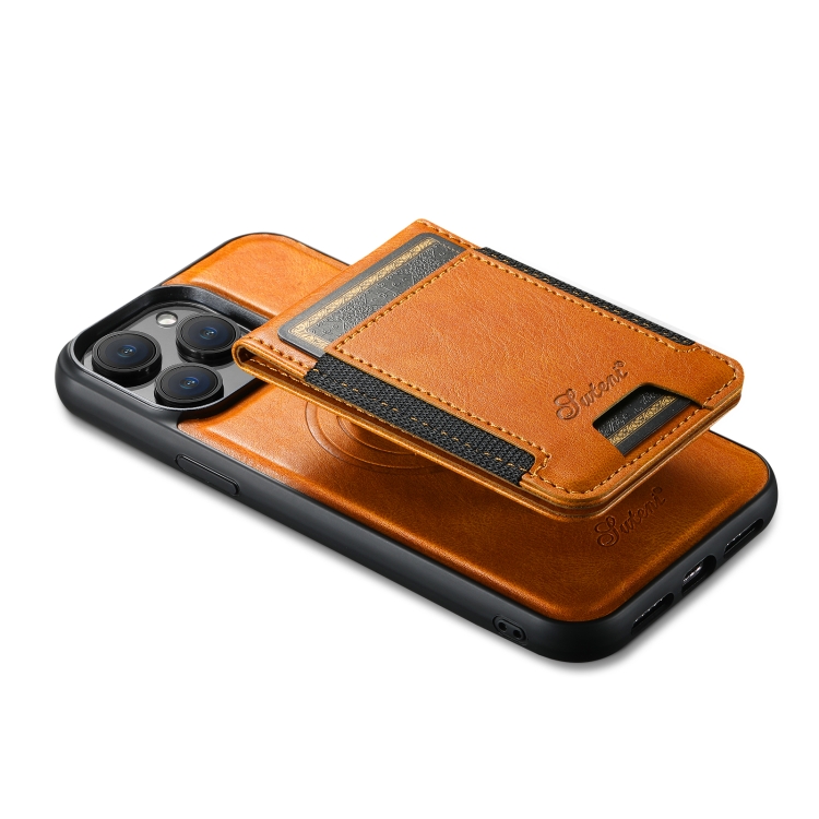 For iPhone 14 Pro Suteni H17 Oil Eax Leather MagSafe Detachable Wallet Phone Case(Khaki) For iPhone 14 Pro Suteni H17 Oil Eax Leather MagSafe Detachable Wallet Phone Case(Khaki)