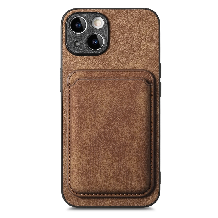 For iPhone 14 Plus Retro Leather Card Bag Magnetic Phone Case(Brown) For iPhone 14 Plus Retro Leather Card Bag Magnetic Phone Case(Brown)