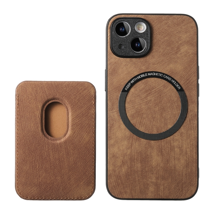 For iPhone 14 Plus Retro Leather Card Bag Magnetic Phone Case(Brown) For iPhone 14 Plus Retro Leather Card Bag Magnetic Phone Case(Brown)