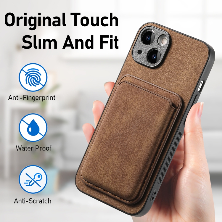 For iPhone 14 Plus Retro Leather Card Bag Magnetic Phone Case(Brown) For iPhone 14 Plus Retro Leather Card Bag Magnetic Phone Case(Brown)