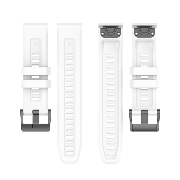 For Garmin Quatix 7 Pro Solid Color Black Buckle Silicone Quick Release  Watch Band(White)
