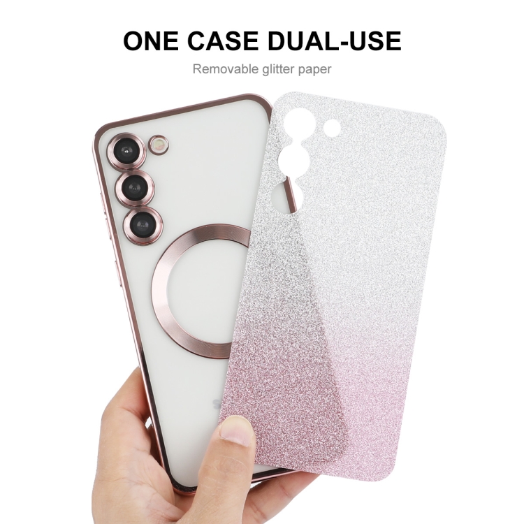 For Samsung Galaxy S25 5G ENKAY Hat-Prince Magnetic Glitter Plated TPU Phone Case with Lens Film(Pink) For Samsung Galaxy S25 5G ENKAY Hat-Prince Magnetic Glitter Plated TPU Phone Case with Lens Film(Pink)
