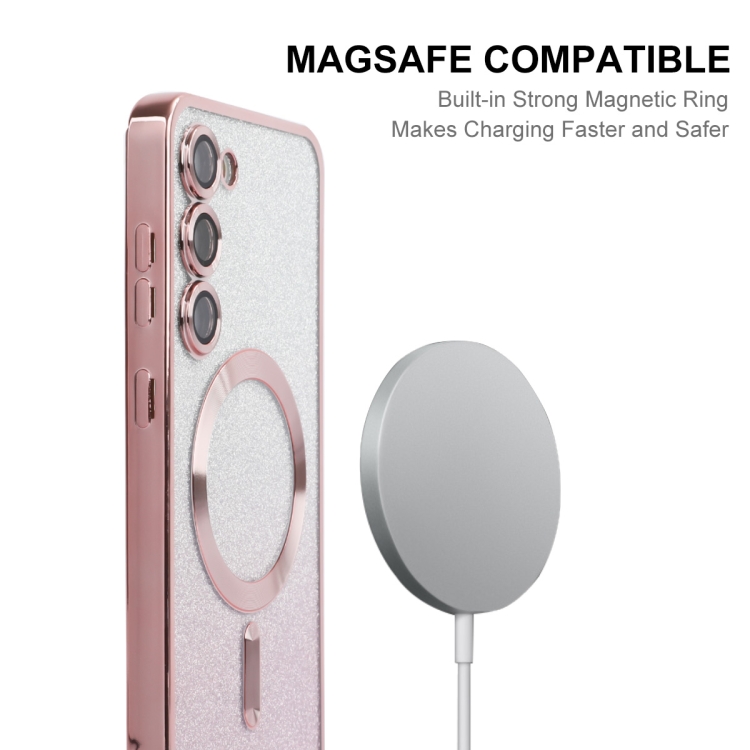 For Samsung Galaxy S25 5G ENKAY Hat-Prince Magnetic Glitter Plated TPU Phone Case with Lens Film(Pink) For Samsung Galaxy S25 5G ENKAY Hat-Prince Magnetic Glitter Plated TPU Phone Case with Lens Film(Pink)