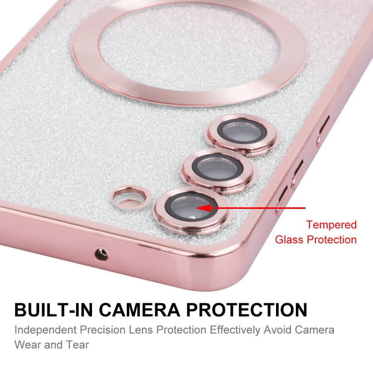 For Samsung Galaxy S25 5G ENKAY Hat-Prince Magnetic Glitter Plated TPU Phone Case with Lens Film(Pink) For Samsung Galaxy S25 5G ENKAY Hat-Prince Magnetic Glitter Plated TPU Phone Case with Lens Film(Pink)