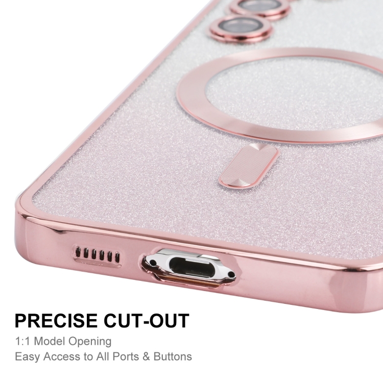 For Samsung Galaxy S25 5G ENKAY Hat-Prince Magnetic Glitter Plated TPU Phone Case with Lens Film(Pink) For Samsung Galaxy S25 5G ENKAY Hat-Prince Magnetic Glitter Plated TPU Phone Case with Lens Film(Pink)