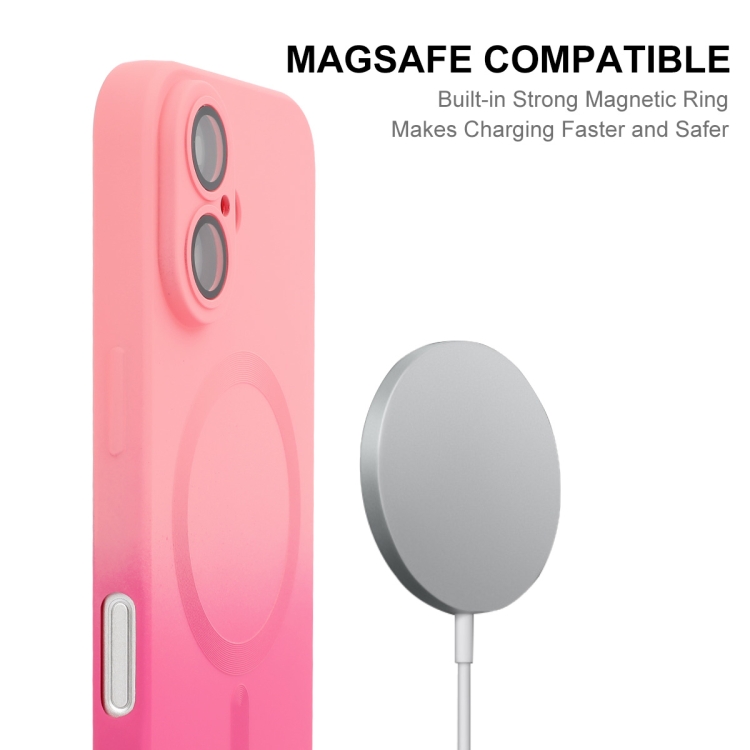 For iPhone 16 ENKAY Hat-Prince MagSafe Rainbow Gradient Silicone Phone Case with Lens Film(Orange Yellow) For iPhone 16 ENKAY Hat-Prince MagSafe Rainbow Gradient Silicone Phone Case with Lens Film(Orange Yellow)