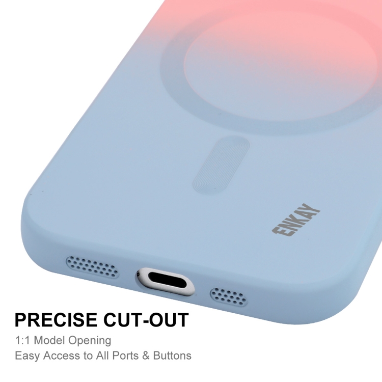 For iPhone 16 ENKAY Hat-Prince MagSafe Rainbow Gradient Silicone Phone Case with Lens Film(Orange Yellow) For iPhone 16 ENKAY Hat-Prince MagSafe Rainbow Gradient Silicone Phone Case with Lens Film(Orange Yellow)
