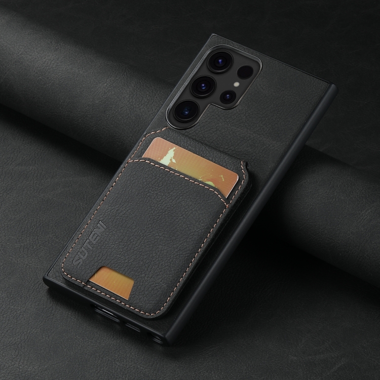 For Samsung Galaxy S24 Ultra 5G Suteni H02 Litchi Leather Card Wallet Stand Back Phone Case(Black) For Samsung Galaxy S24 Ultra 5G Suteni H02 Litchi Leather Card Wallet Stand Back Phone Case(Black)