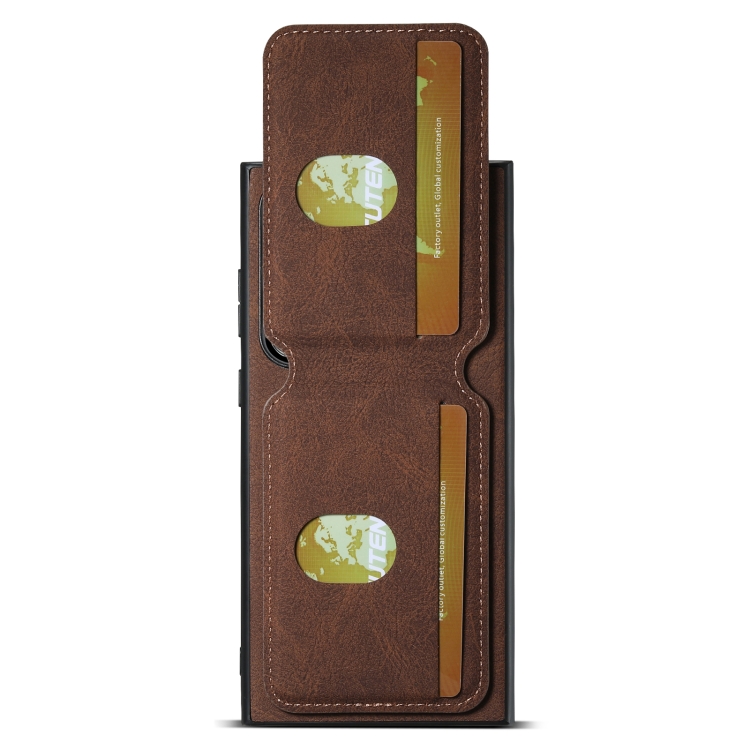 For Samsung Galaxy S23 Ultra 5G Suteni H02 Litchi Leather Card Wallet Stand Back Phone Case(Brown)