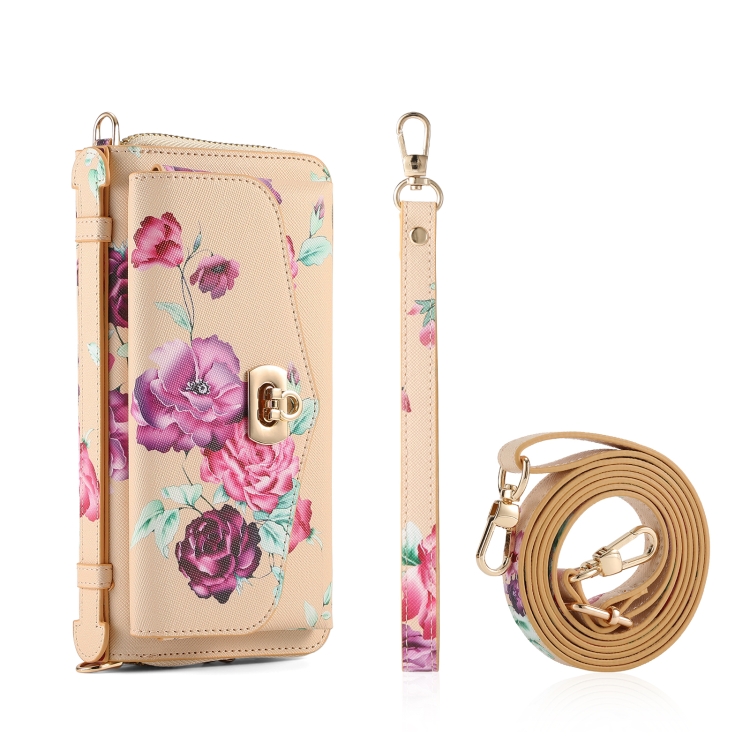 For Samsung Galaxy S22 5G Flower Multi-functional Crossbody Zipper Wallet Leather Phone Case(Yellow) For Samsung Galaxy S22 5G Flower Multi-functional Crossbody Zipper Wallet Leather Phone Case(Yellow)
