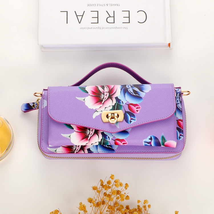 For Samsung Galaxy S23 Ultra 5G Flower Multi-functional Crossbody Zipper Wallet Leather Phone Case(Purple) For Samsung Galaxy S23 Ultra 5G Flower Multi-functional Crossbody Zipper Wallet Leather Phone Case(Purple)