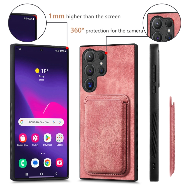 For Samsung Galaxy S24 Ultra 5G Retro Leather Card Bag Magnetic Phone Case(Pink) For Samsung Galaxy S24 Ultra 5G Retro Leather Card Bag Magnetic Phone Case(Pink)