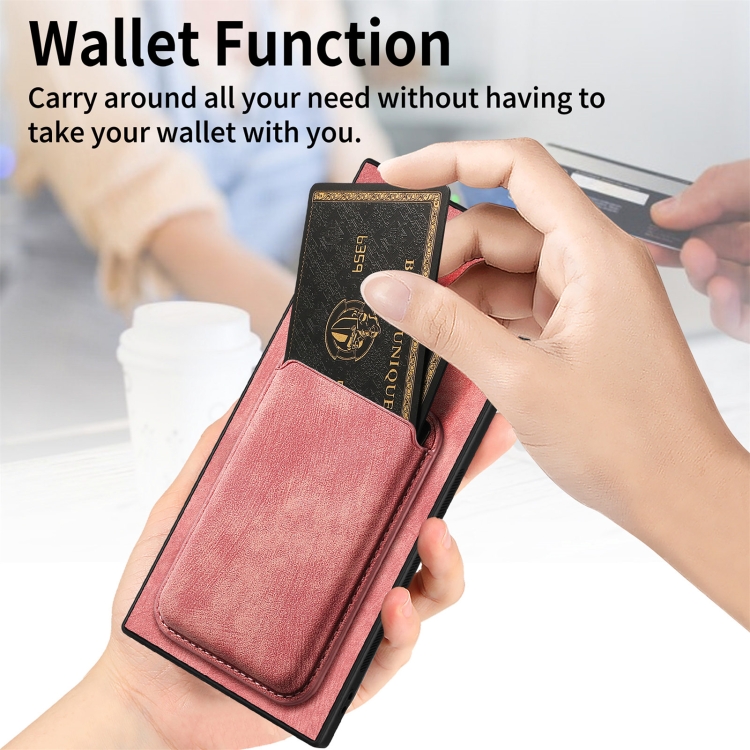For Samsung Galaxy S24 Ultra 5G Retro Leather Card Bag Magnetic Phone Case(Pink) For Samsung Galaxy S24 Ultra 5G Retro Leather Card Bag Magnetic Phone Case(Pink)