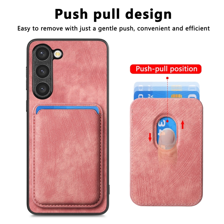 For Samsung Galaxy S23+ 5G Retro Leather Card Bag Magnetic Phone Case(Pink) For Samsung Galaxy S23+ 5G Retro Leather Card Bag Magnetic Phone Case(Pink)