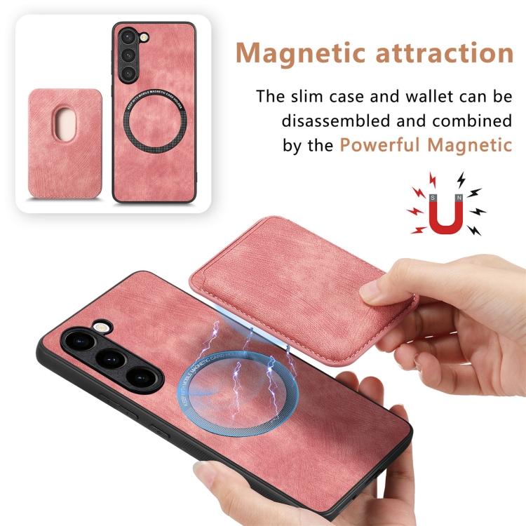 For Samsung Galaxy S23+ 5G Retro Leather Card Bag Magnetic Phone Case(Pink) For Samsung Galaxy S23+ 5G Retro Leather Card Bag Magnetic Phone Case(Pink)