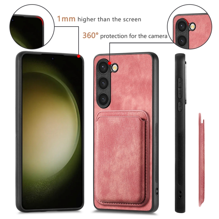 For Samsung Galaxy S23+ 5G Retro Leather Card Bag Magnetic Phone Case(Pink) For Samsung Galaxy S23+ 5G Retro Leather Card Bag Magnetic Phone Case(Pink)