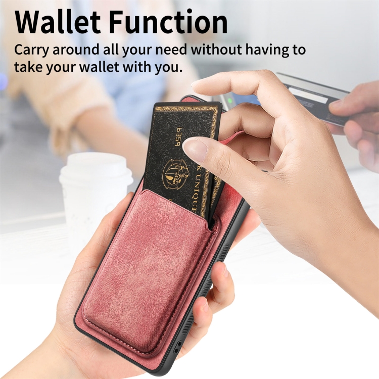 For Samsung Galaxy S23+ 5G Retro Leather Card Bag Magnetic Phone Case(Pink) For Samsung Galaxy S23+ 5G Retro Leather Card Bag Magnetic Phone Case(Pink)