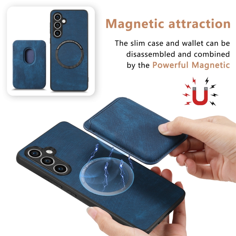 For Samsung Galaxy S23 FE 5G Retro Leather Card Bag Magnetic Phone Case(Blue) For Samsung Galaxy S23 FE 5G Retro Leather Card Bag Magnetic Phone Case(Blue)