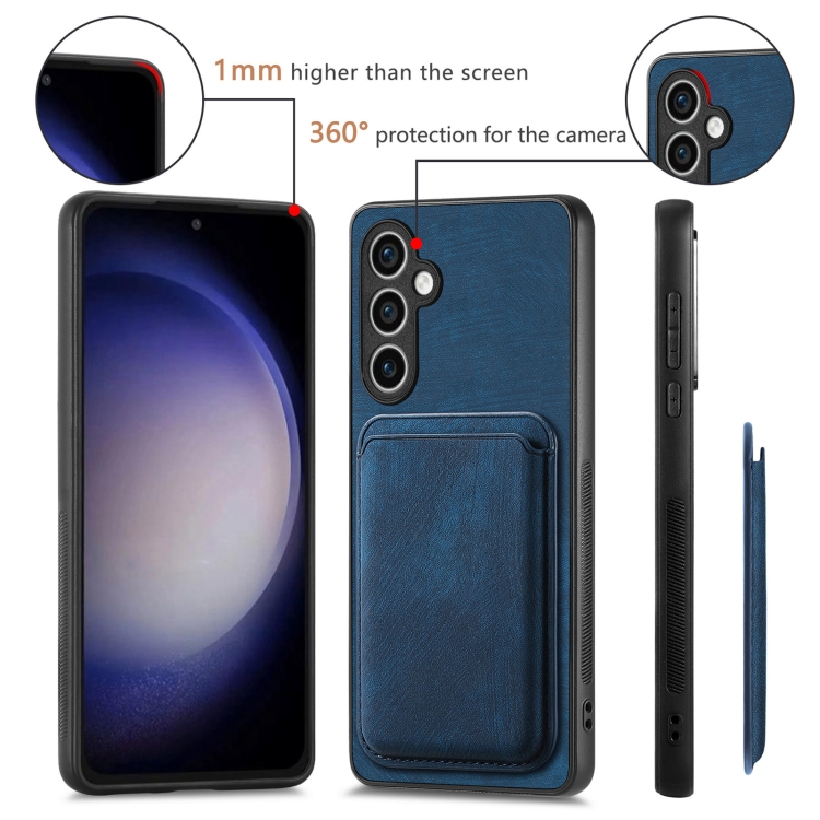 For Samsung Galaxy S23 FE 5G Retro Leather Card Bag Magnetic Phone Case(Blue) For Samsung Galaxy S23 FE 5G Retro Leather Card Bag Magnetic Phone Case(Blue)