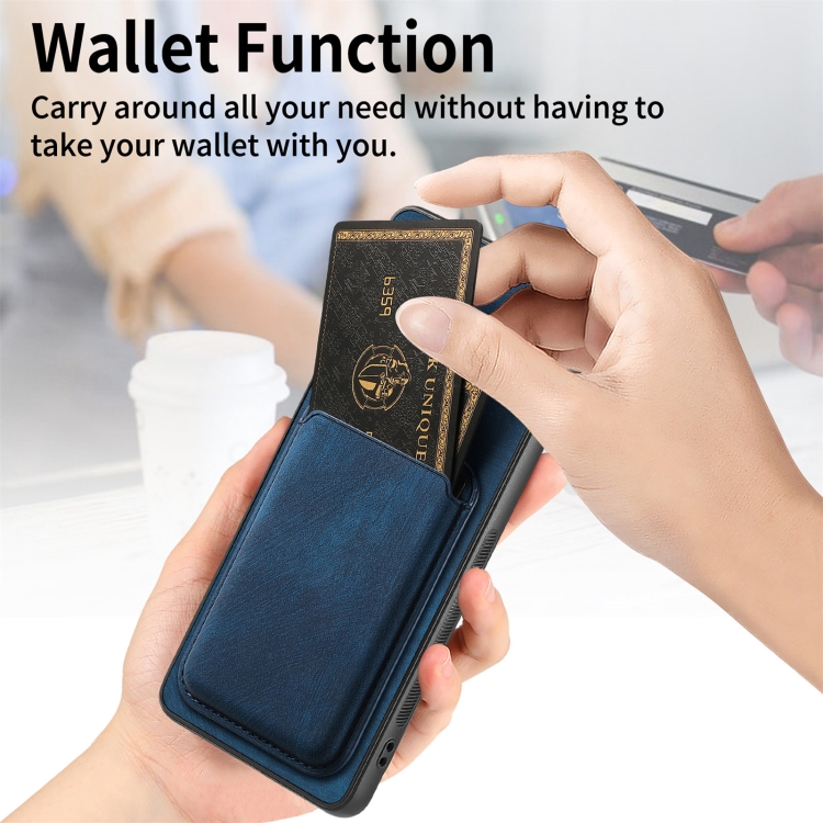 For Samsung Galaxy S23 FE 5G Retro Leather Card Bag Magnetic Phone Case(Blue) For Samsung Galaxy S23 FE 5G Retro Leather Card Bag Magnetic Phone Case(Blue)