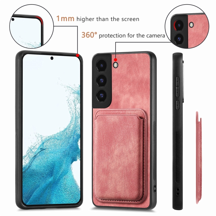 For Samsung Galaxy S22+ 5G Retro Leather Card Bag Magnetic Phone Case(Pink) For Samsung Galaxy S22+ 5G Retro Leather Card Bag Magnetic Phone Case(Pink)
