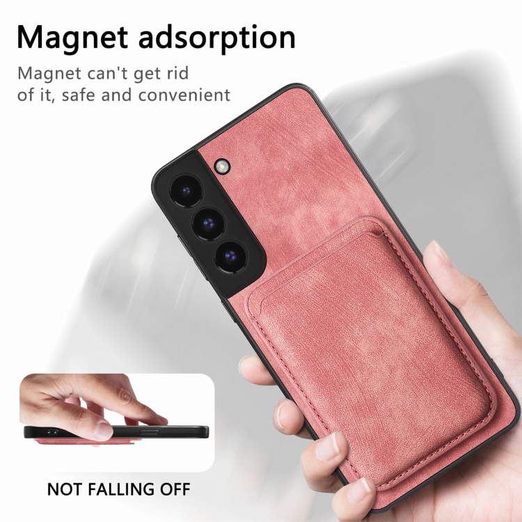For Samsung Galaxy S22+ 5G Retro Leather Card Bag Magnetic Phone Case(Pink) For Samsung Galaxy S22+ 5G Retro Leather Card Bag Magnetic Phone Case(Pink)