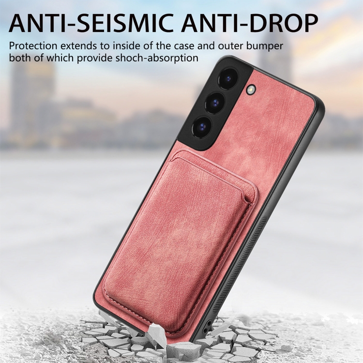 For Samsung Galaxy S22+ 5G Retro Leather Card Bag Magnetic Phone Case(Pink) For Samsung Galaxy S22+ 5G Retro Leather Card Bag Magnetic Phone Case(Pink)
