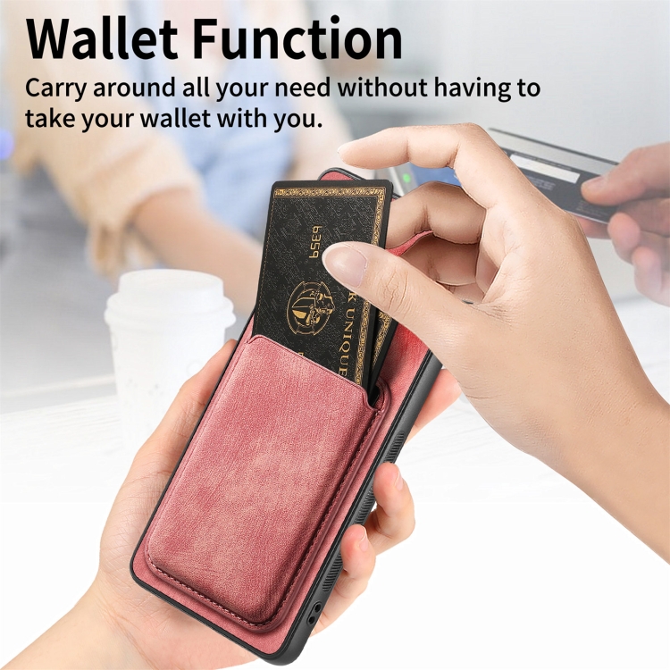 For Samsung Galaxy S22+ 5G Retro Leather Card Bag Magnetic Phone Case(Pink) For Samsung Galaxy S22+ 5G Retro Leather Card Bag Magnetic Phone Case(Pink)