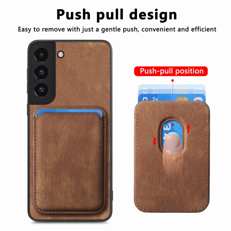 For Samsung Galaxy S22 5G Retro Leather Card Bag Magnetic Phone Case(Brown) For Samsung Galaxy S22 5G Retro Leather Card Bag Magnetic Phone Case(Brown)