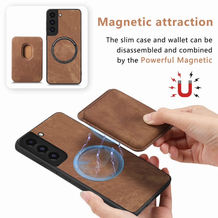 For Samsung Galaxy S22 5G Retro Leather Card Bag Magnetic Phone Case(Brown) For Samsung Galaxy S22 5G Retro Leather Card Bag Magnetic Phone Case(Brown)
