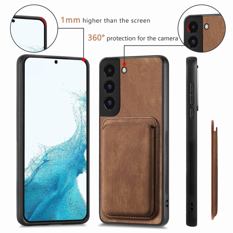 For Samsung Galaxy S22 5G Retro Leather Card Bag Magnetic Phone Case(Brown) For Samsung Galaxy S22 5G Retro Leather Card Bag Magnetic Phone Case(Brown)