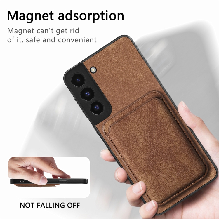 For Samsung Galaxy S22 5G Retro Leather Card Bag Magnetic Phone Case(Brown) For Samsung Galaxy S22 5G Retro Leather Card Bag Magnetic Phone Case(Brown)