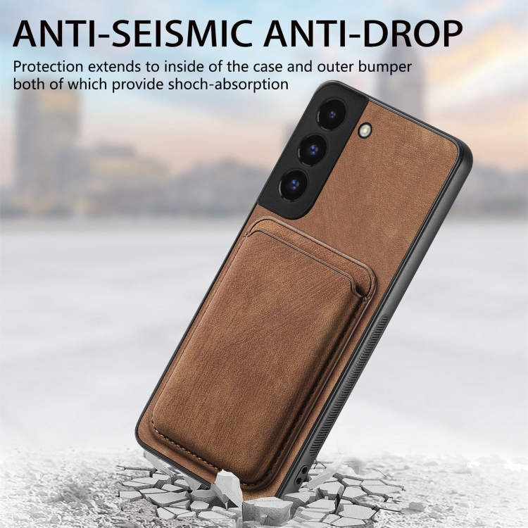For Samsung Galaxy S22 5G Retro Leather Card Bag Magnetic Phone Case(Brown) For Samsung Galaxy S22 5G Retro Leather Card Bag Magnetic Phone Case(Brown)