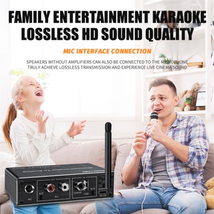 T500 Bluetooth 5.3 Audio Adapter U-Disk Mic Amplifier Speaker Converter with Remote Control T500 Bluetooth 5.3 Audio Adapter U-Disk Mic Amplifier Speaker Converter with Remote Control