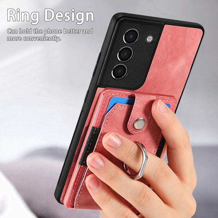 For Samsung Galaxy S21 5G Retro Skin-feel Ring Card Wallet Phone Case(Purple) For Samsung Galaxy S21 5G Retro Skin-feel Ring Card Wallet Phone Case(Purple)