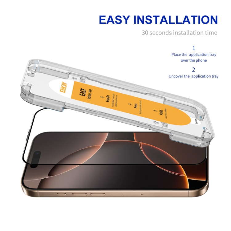 For iPhone 16 Pro Max ENKAY Easy Install High Alumina Silicon Full Glass Film For iPhone 16 Pro Max ENKAY Easy Install High Alumina Silicon Full Glass Film