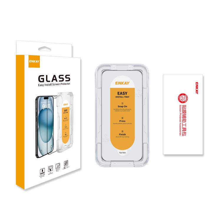 For iPhone 15 Plus ENKAY Easy Install High Alumina Silicon Full Glass Film