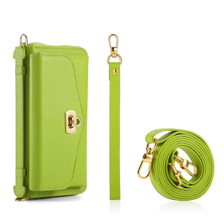 For Samsung Galaxy S23+ 5G Crossbody Multi-functional Zipper Wallet Litchi Leather Phone Case(Green)